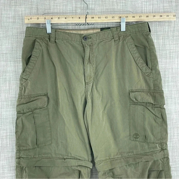 Timberland Mens Size 36x30 hybrid cargo hiking pants shorts *flaw* green 0486 - Picture 3 of 10